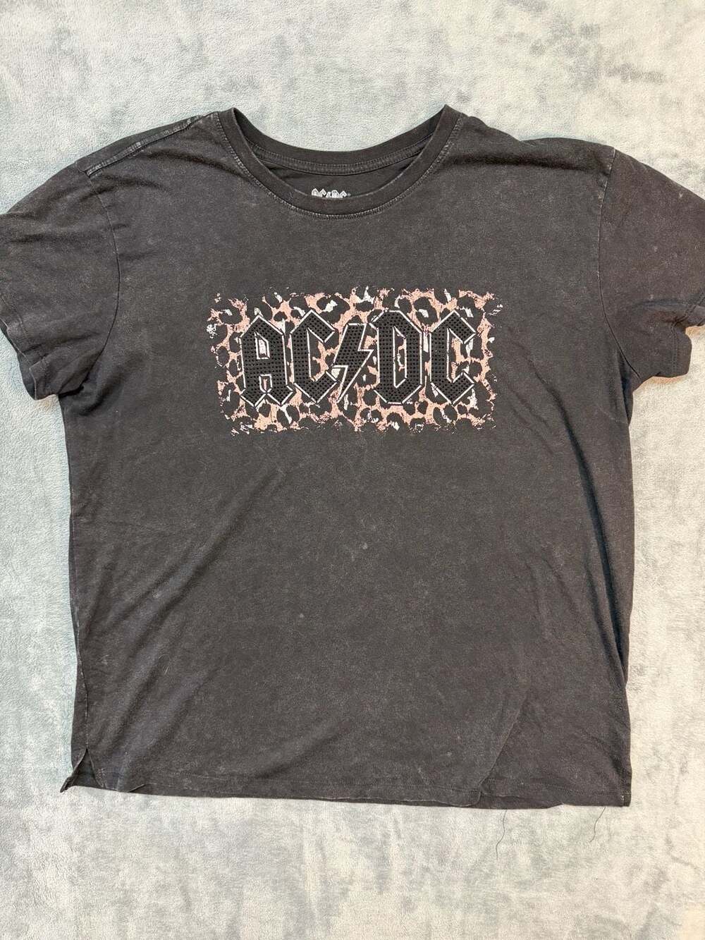 AC/DC Graphic T-Shirt Size XL Black Leopard mineral wash